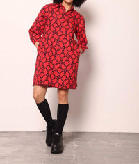 maude vivante Ava Mini Dress in red black 2 - women's dress - detail view