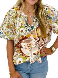 Jade - Flora V-neck Top