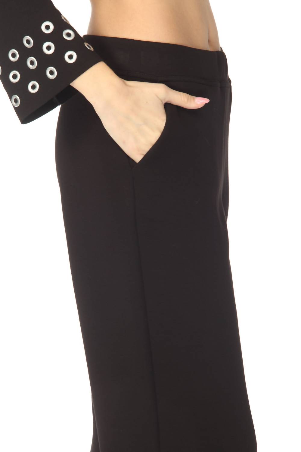 Joseph Ribkoff Grommet Detail Pull On Straight Pants in black 1 - women's pants - view 5