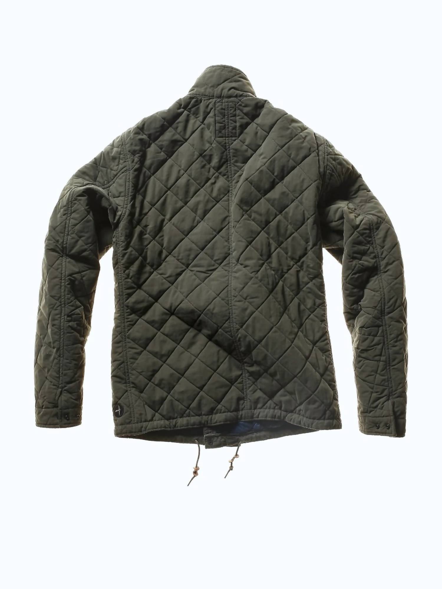 Relwen Quilted Tanker Jacket in dark loden - men's jacket - detail view