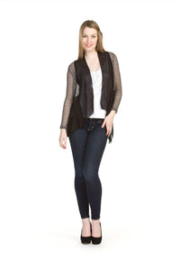 Papillon - Heathered Mesh & Georgette Open Cardigan