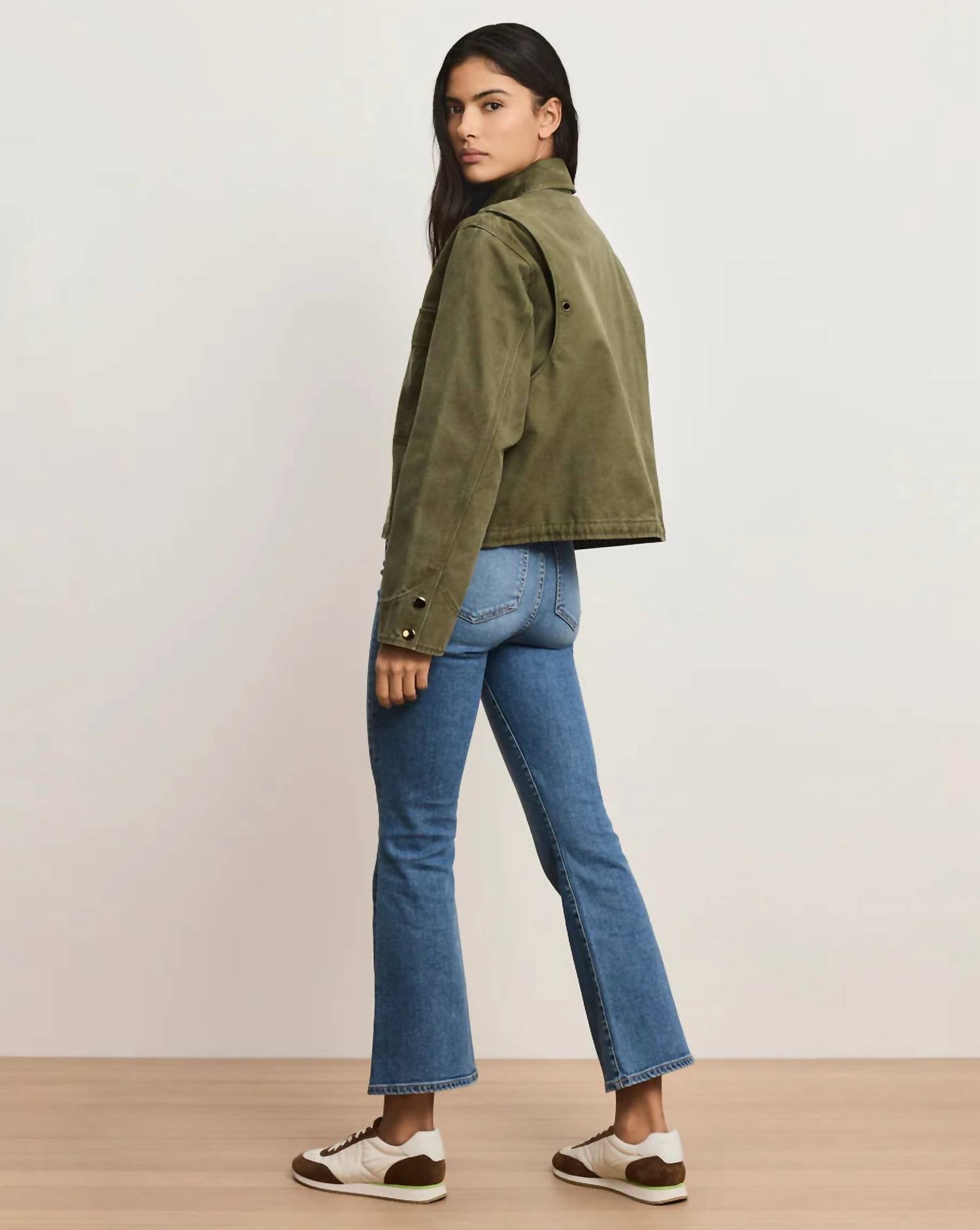 Veronica Beard Stephen Bomber Jacket in army - women's jacket - alternate view