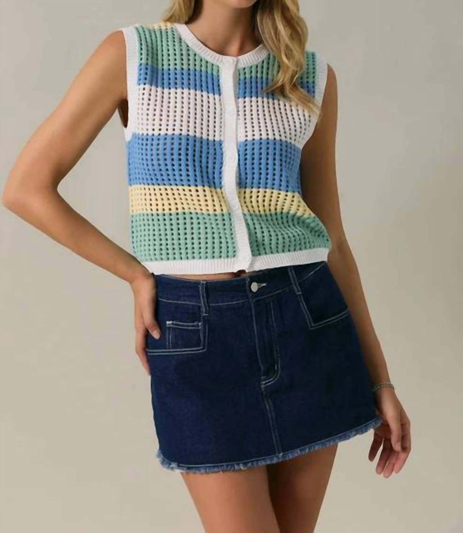 Sunday Edition - Color Block Knit Sweater Vest