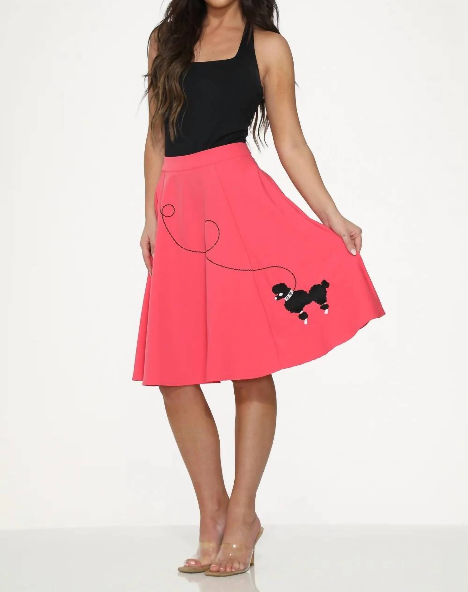 Orchid Bloom - Embroidered Poodle Swing Skirt