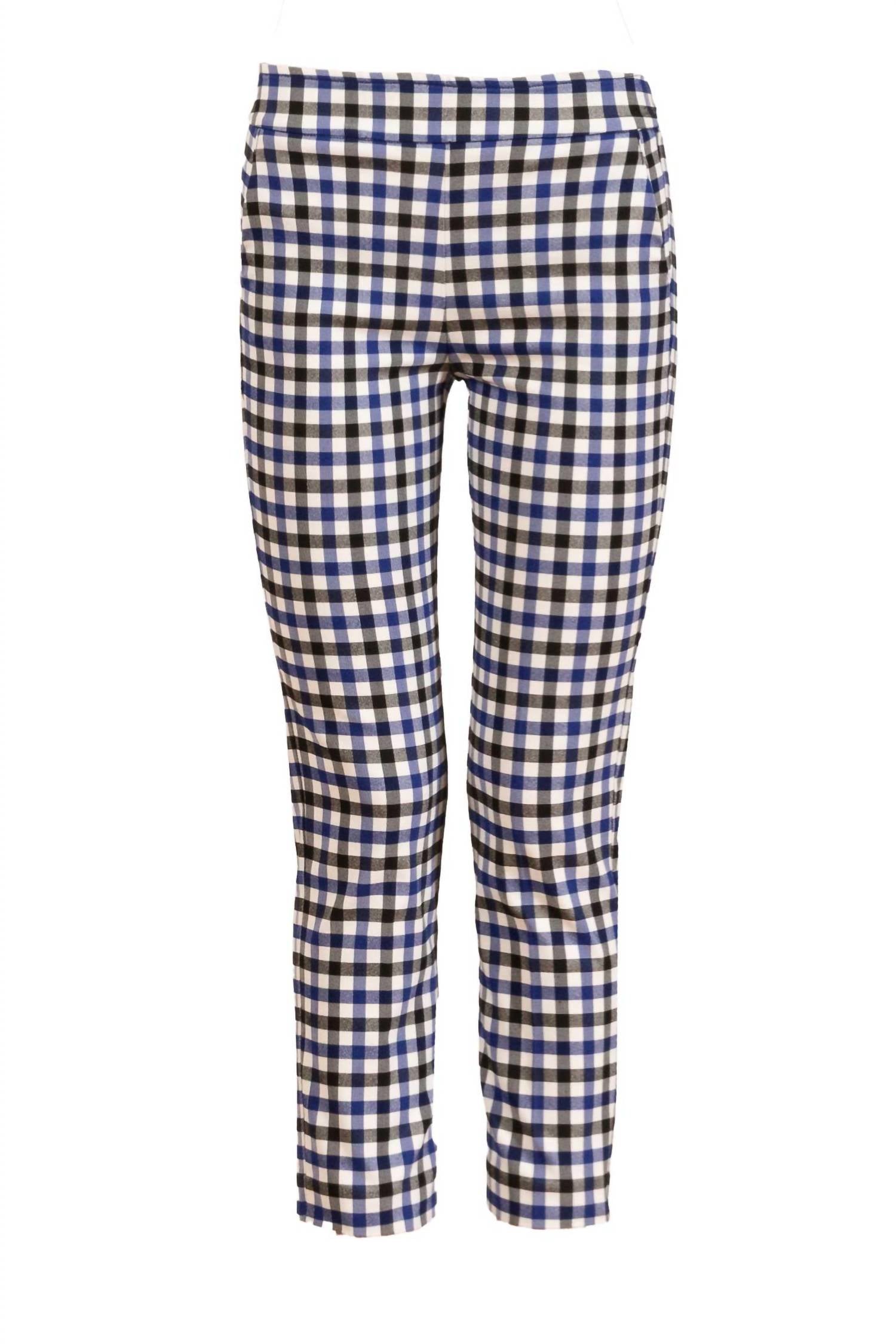 Avenue Montaigne Lulu Straight Cropped Pant in check blue black - women's pants - view 4
