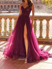La Femme Women's Prom Dress in dark berry - women's dress - detail view