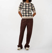 Esqualo - Ylvi Short Sleeve Argyle Sweater