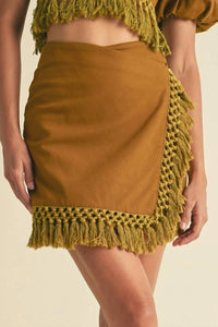 Luxxel - Lili Fringe Crop Top & Mini Skirt