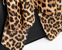 Like Dreams - Women's Leopard Top Handle Bow Crossbody Bag