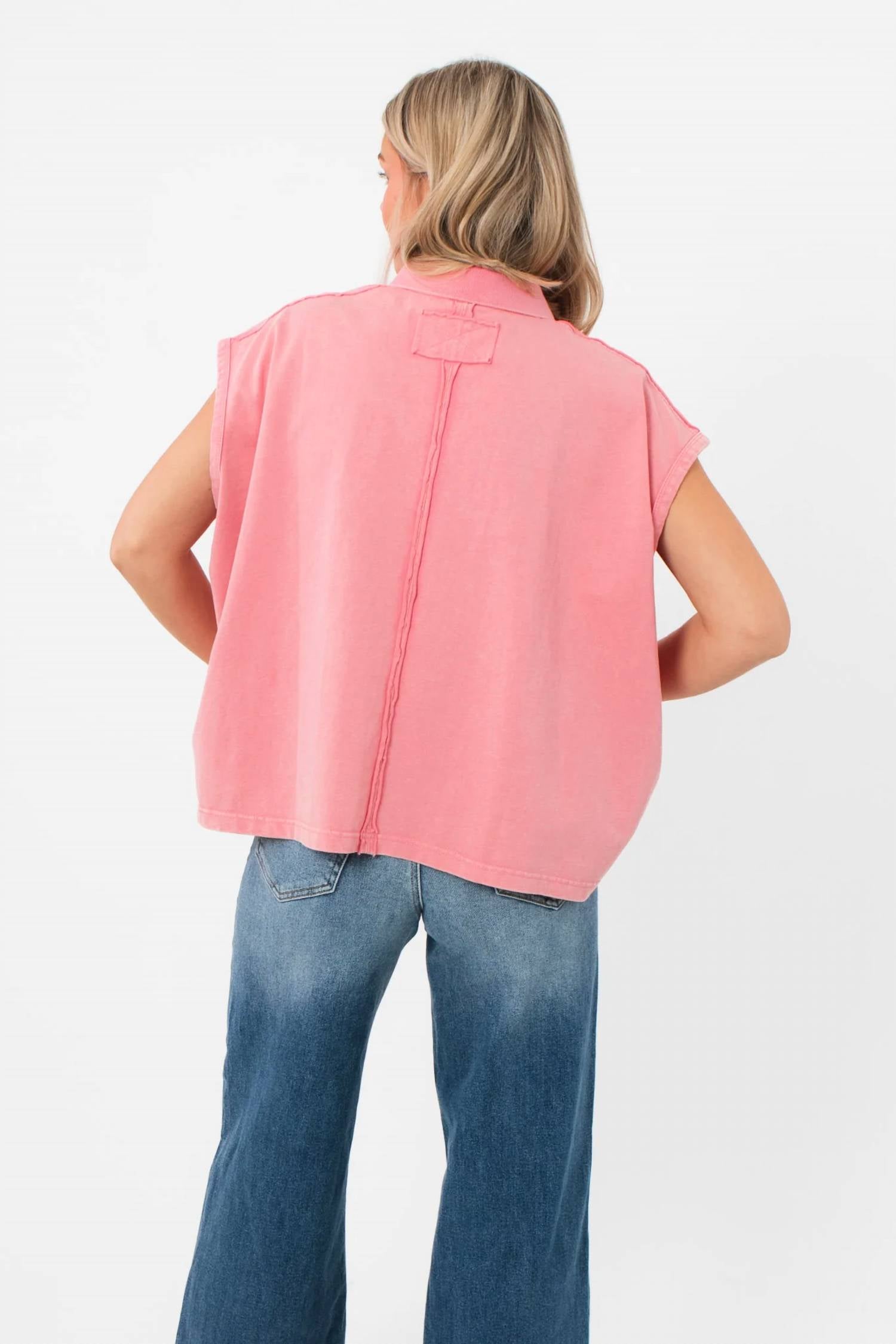 Bucketlist - Double Check Sleeveless Polo Top