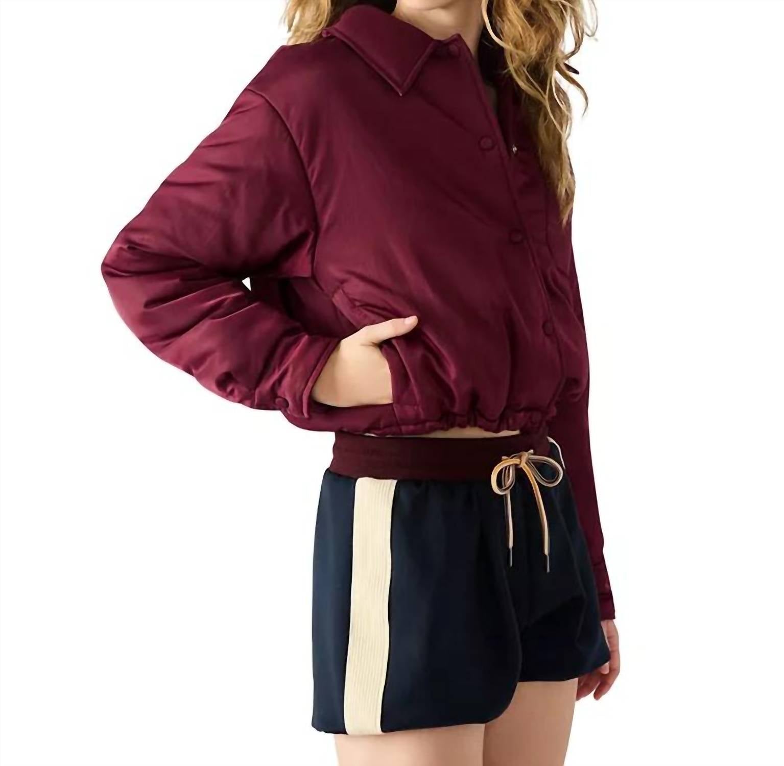 STEVE MADDEN Selma Puffer Jacket in wine - women's jacket - alternate view