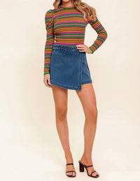 Flying Tomato - Striped Sweater Blouse