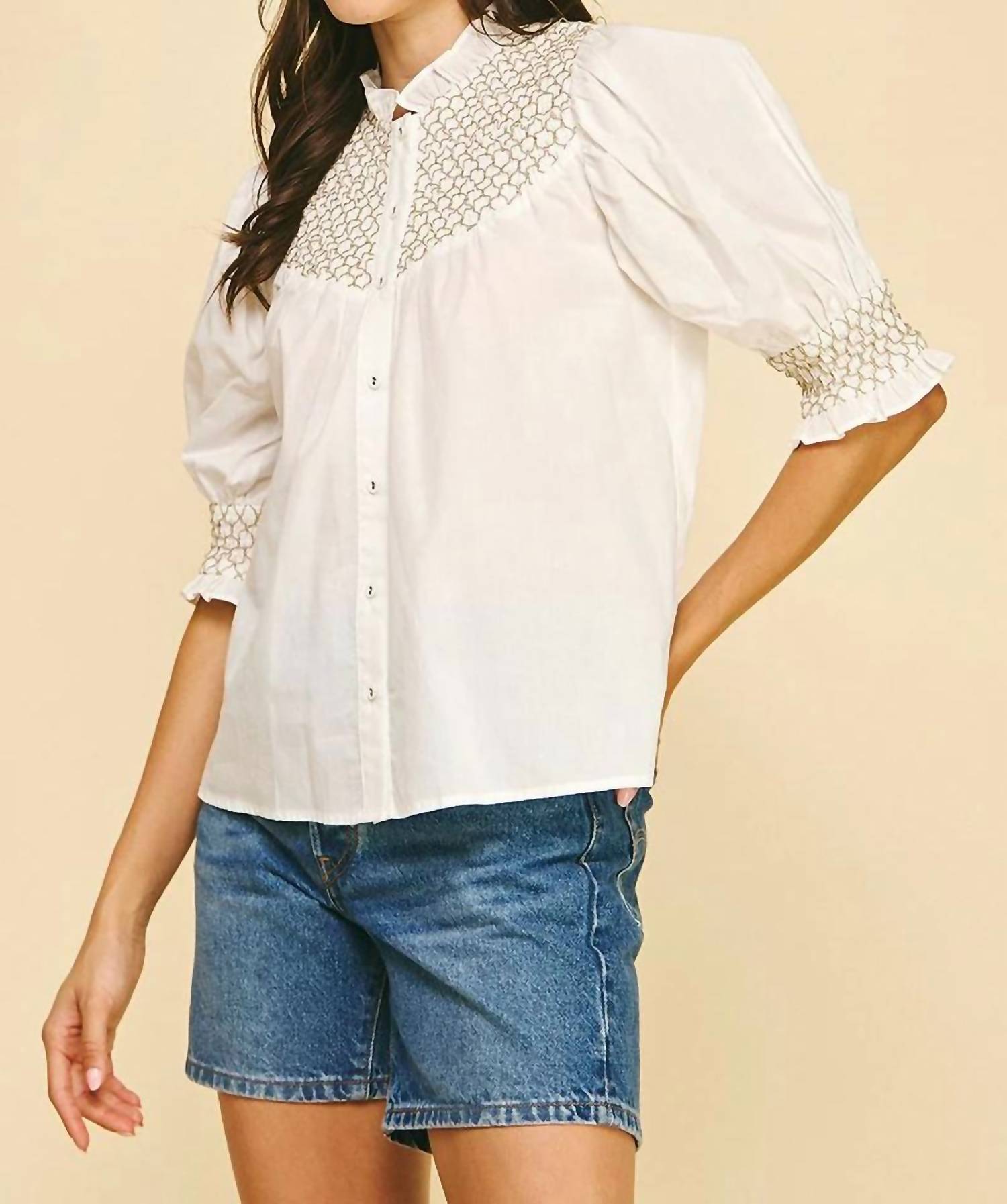 Pinch - Mauri Embroidered Button-Up Blouse