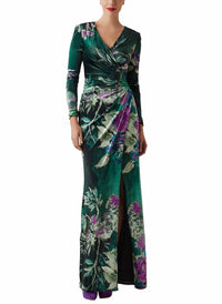 Teri Jon - Floral Velvet Jewel Applique Gown