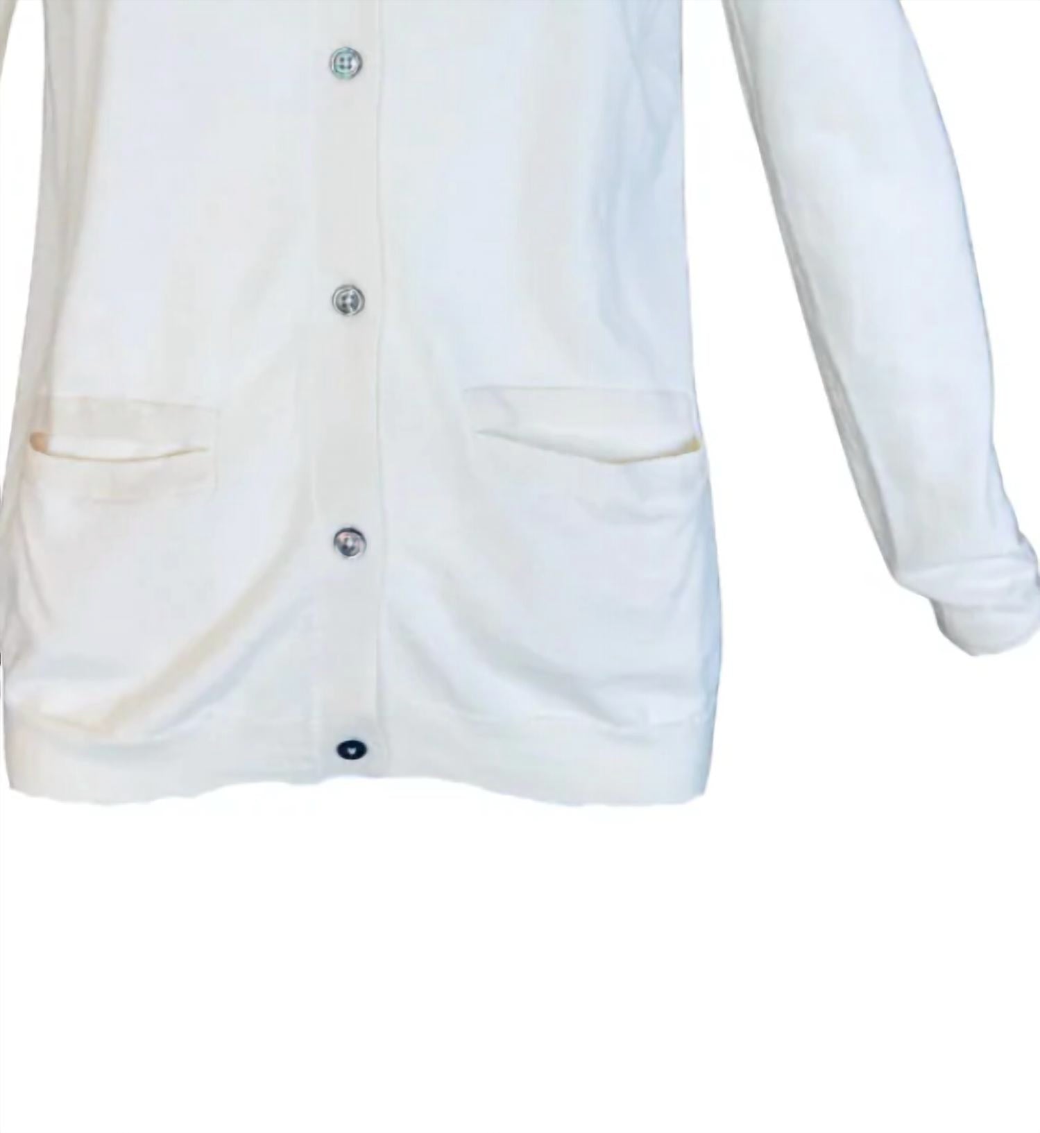 Brazeau Tricot Women's Pima Cotton Cardigan in white - women's cardigan - alternate view