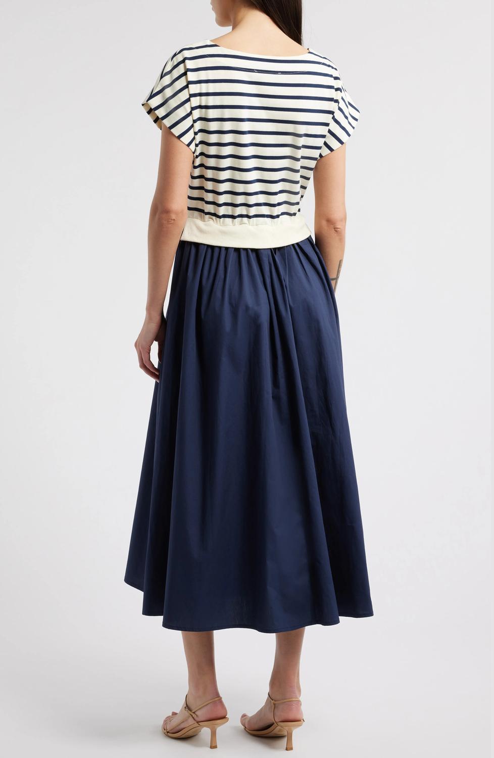 Zoe And Claire - Cotton Striped Midi Dress