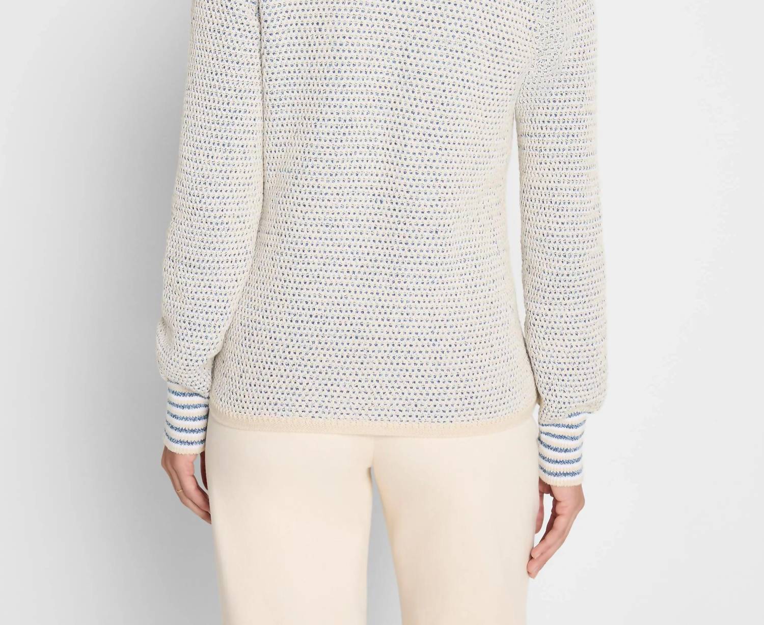 Nic + Zoe Tuck Texture Split Neck Sweater in blue - women's sweater - view 4