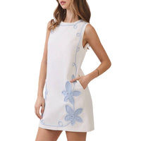 Tcec - Floral Appliqué Shift Mini Dress