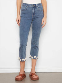 Charlie B - Cropped Flare Jeans With Floral Hem