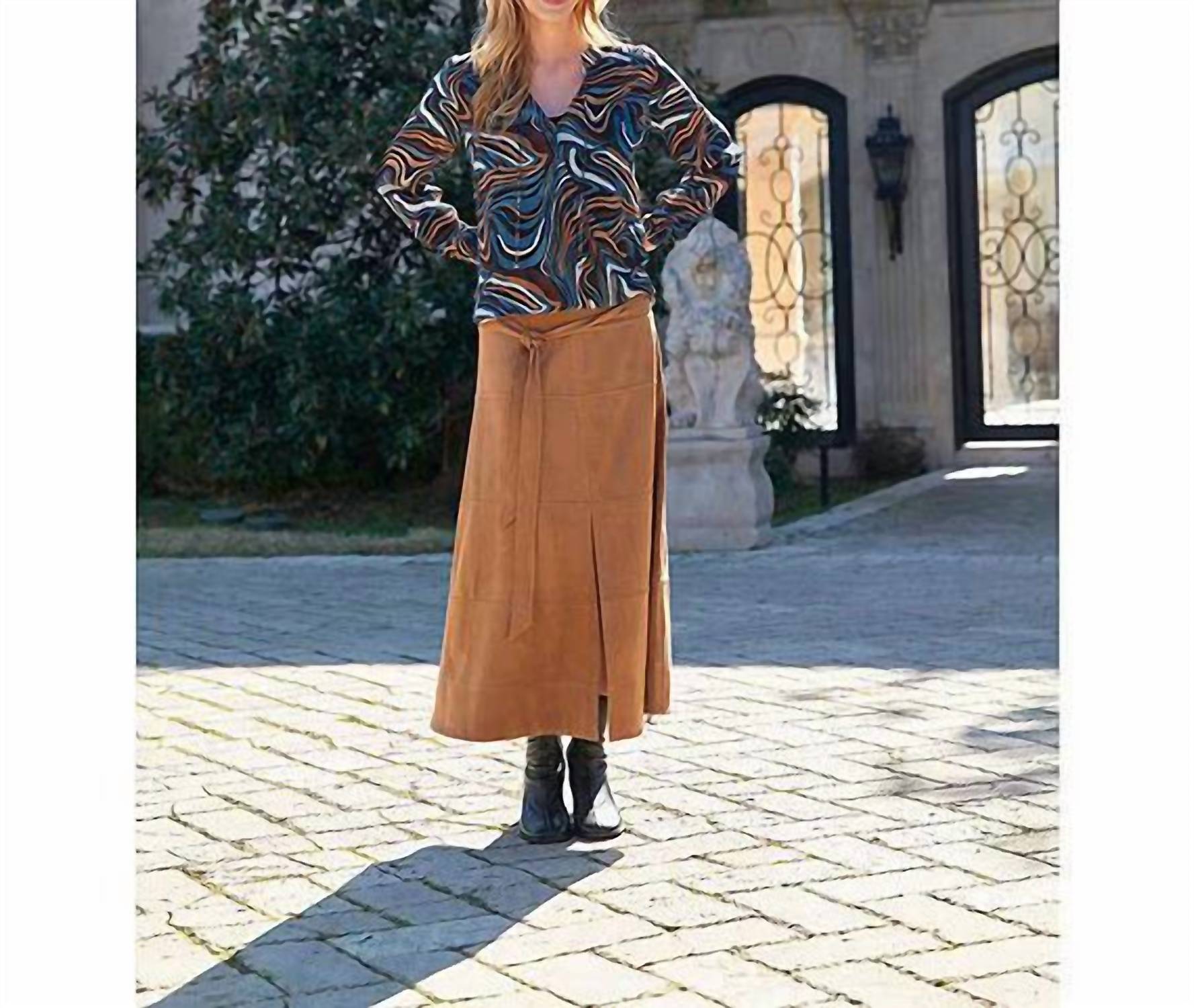 APNY Vegan Suede Skirt in caramel 1 - women's skirt - view 4