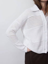 Kinross - Women's Mixed Texture Collared Cardigan