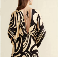 Eugenia Fernandez Anremo dress in black cream - women's dress - detail view