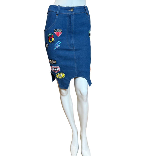 Endless Rose - Denim Pencil Mini Skirt with Appliques
