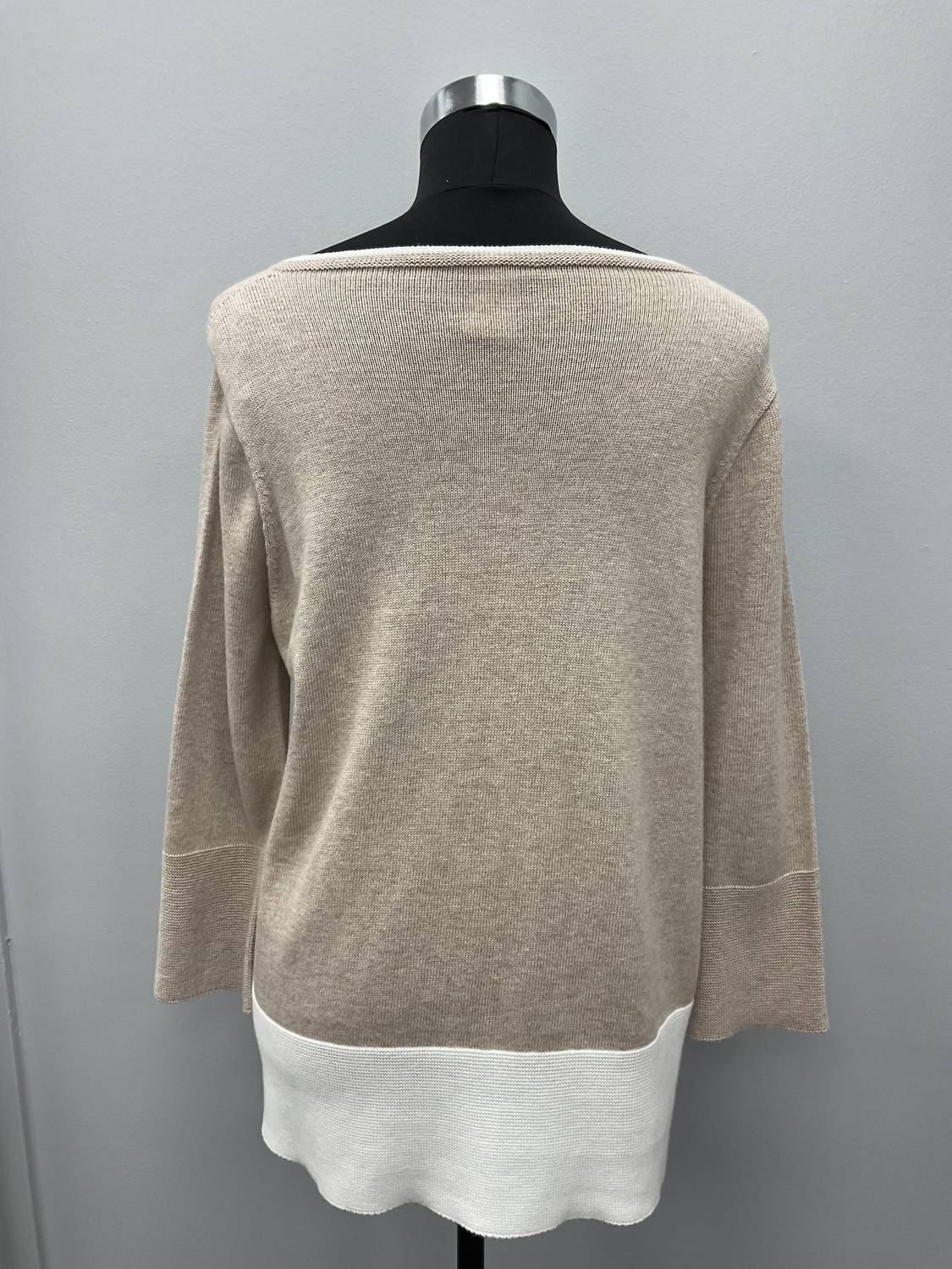 Hubert Gasser - BEIGE COTTON 3/4 SLEEVE SWEATER
