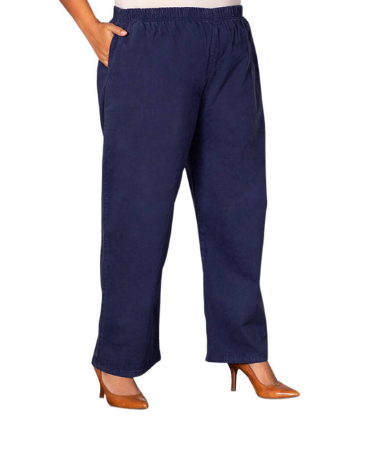 On The Plus Side - Wide Leg Stretch Twill Pants - Plus