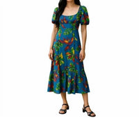 House Of Harlow 1960 - Puff Sleeve Linen Blend Midi Dress