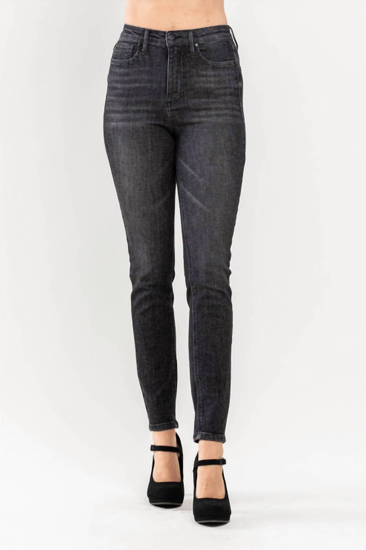 Judy Blue Tummy Control Skinny Jeans in black washed - women's jeans