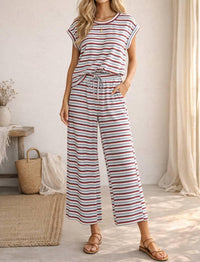 Sewn And Seen - 4th Of July Americana Ribbed Striped Lounge Set