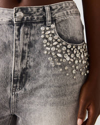 STEVE MADDEN Eras Rhinestone Embellished Jeans in fog - women's jeans - view 5