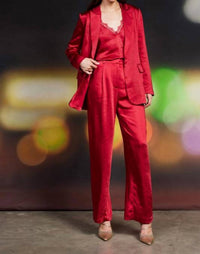SKIES ARE BLUE Devora Satin Tuxedo Mid Rise Pants in cherry - women's pants - alternate view