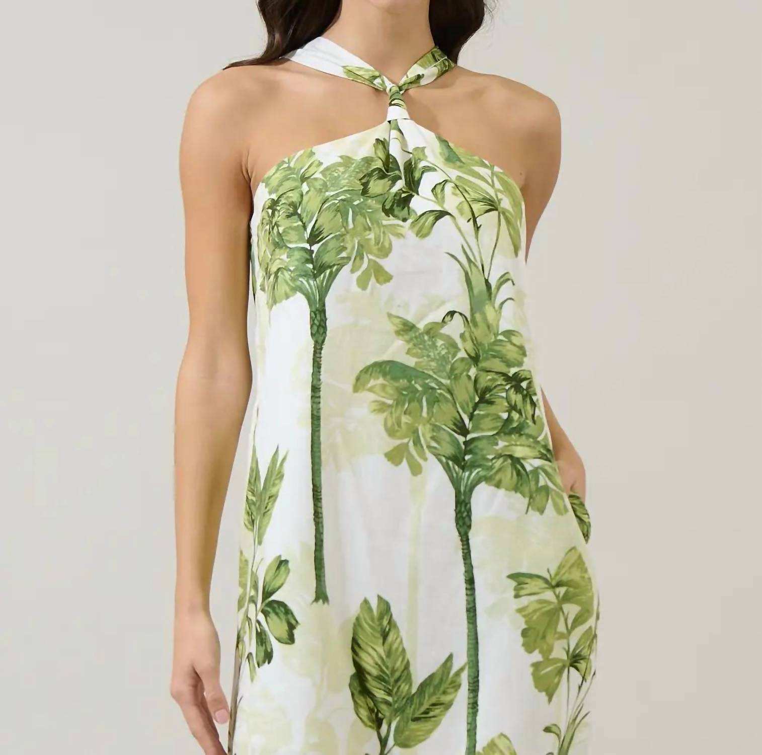 Sugarlips - Palmet Tropical Amory Halter Mini Dress