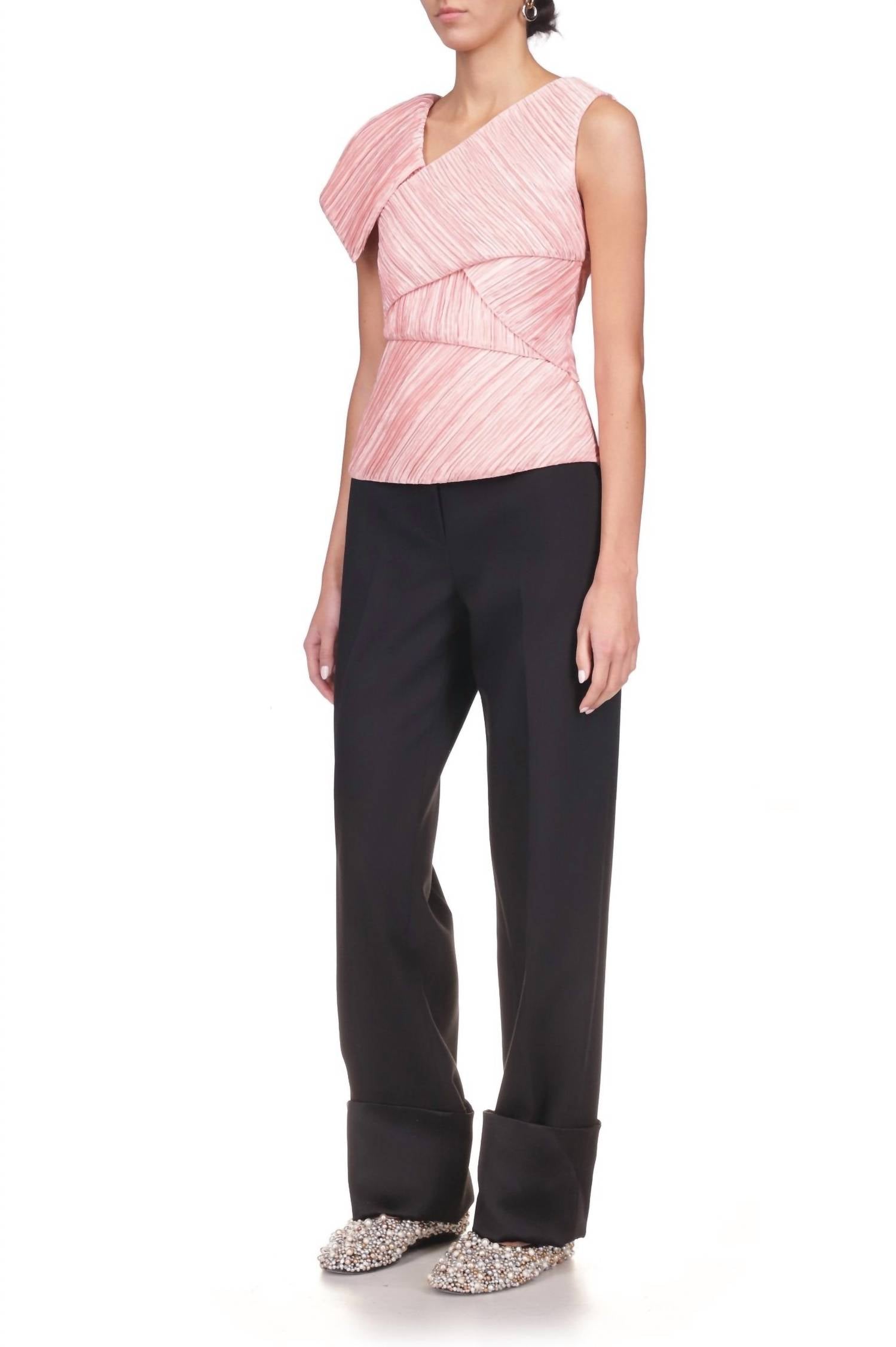 Marina Moscone - Spliced Plissé Top Blouse