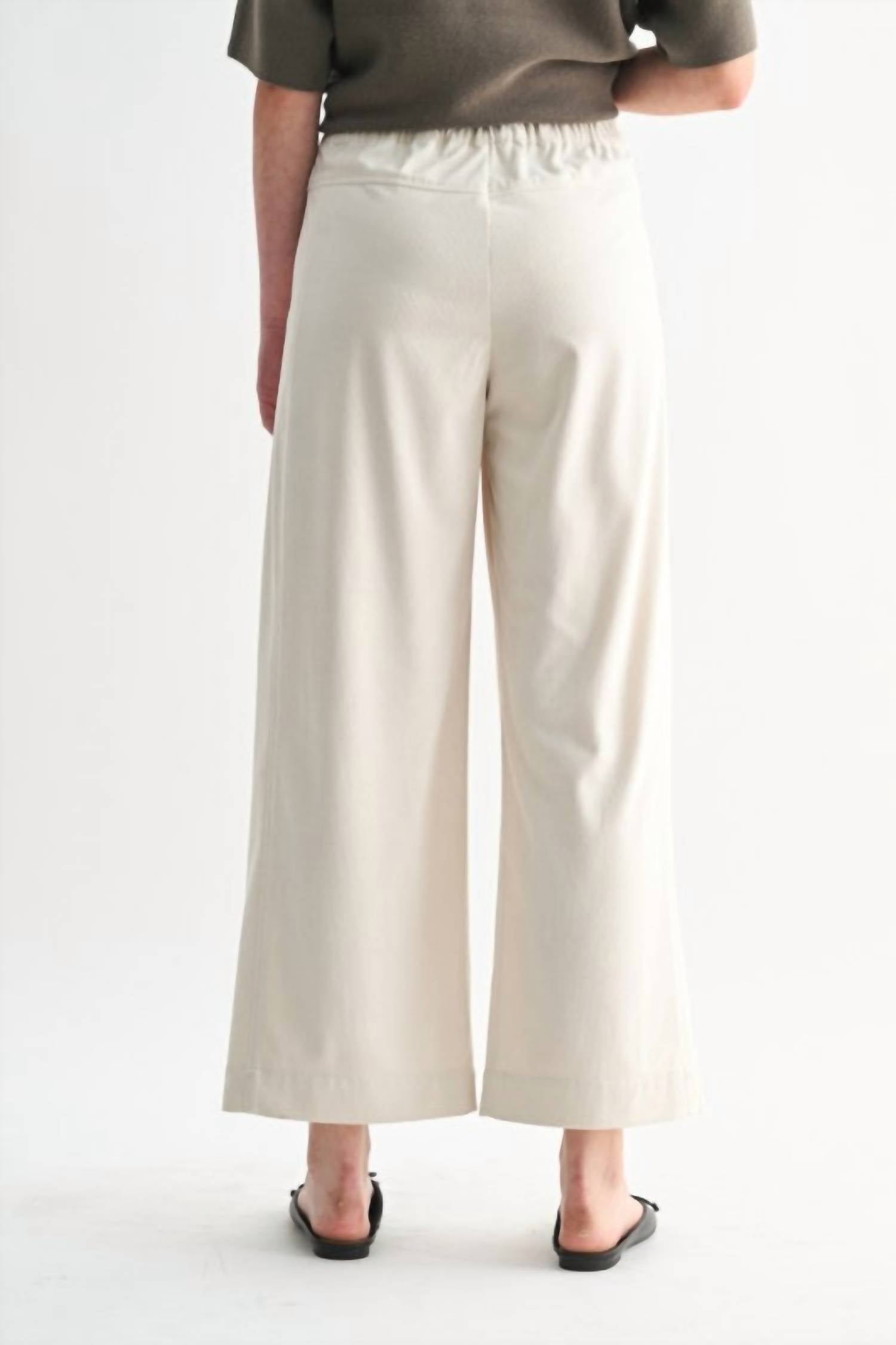 Fun 2 Fun Wide Leg Corduroy Pant in cream - women's pants - alternate view