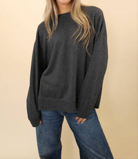Z Supply Modern Weekender Sweater Top in charcoal heather - women's sweater