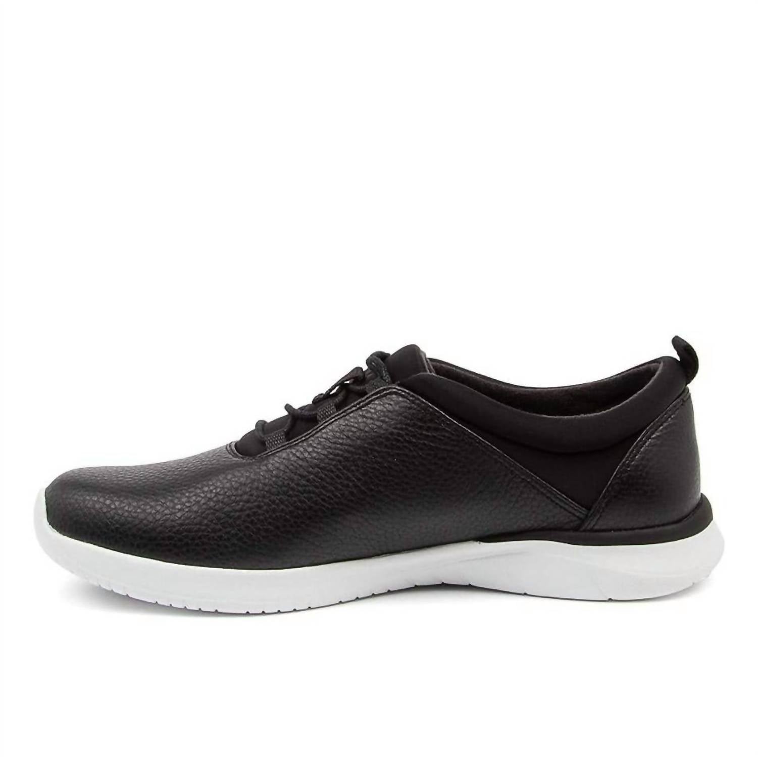 Ziera Women's Fox Lace-up Sneaker in black white sole leather - women's sneaker - detail view