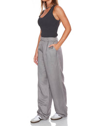 WithBlack Villa Tailored Linen Pants in gray - women's pants - alternate view