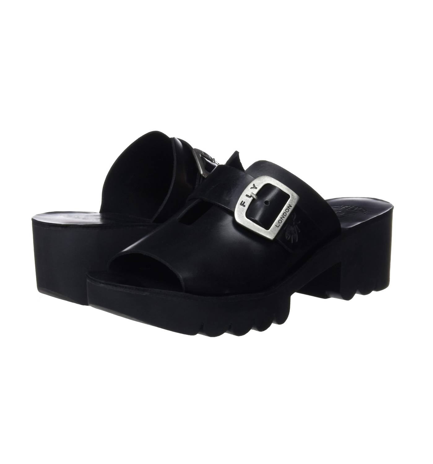 FLY LONDON Women's Cozy Heeled Sandals in black - women's sandal - alternate view