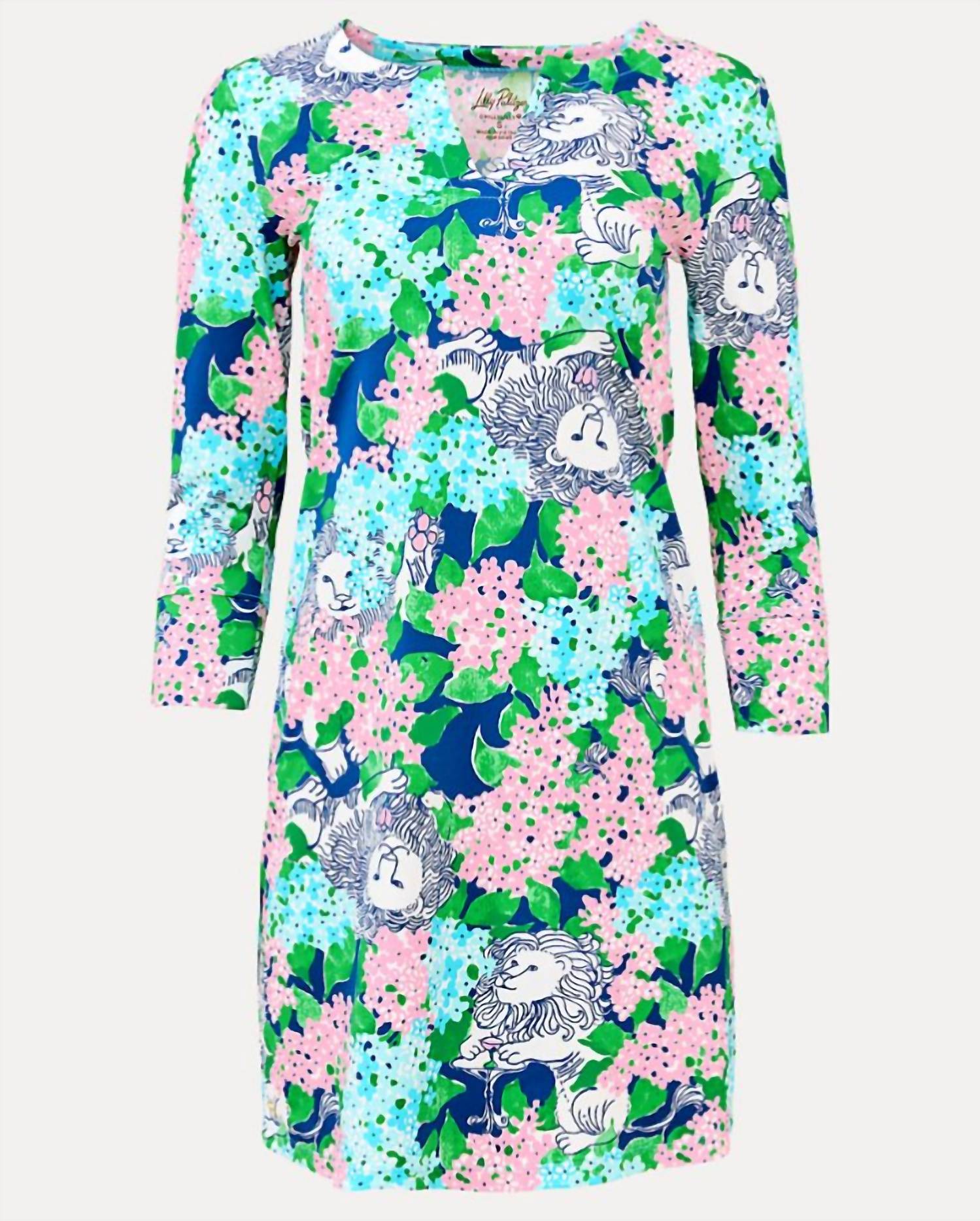Lilly Pulitzer NADINE UPF 50+ DRESS in starlight navy lydia the lion - women's dress - view 7