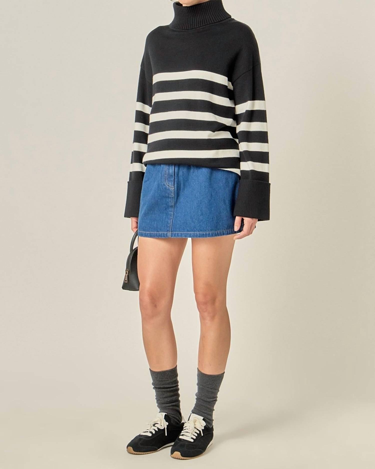 English Factory - Turtle Neck Stripe Sweater