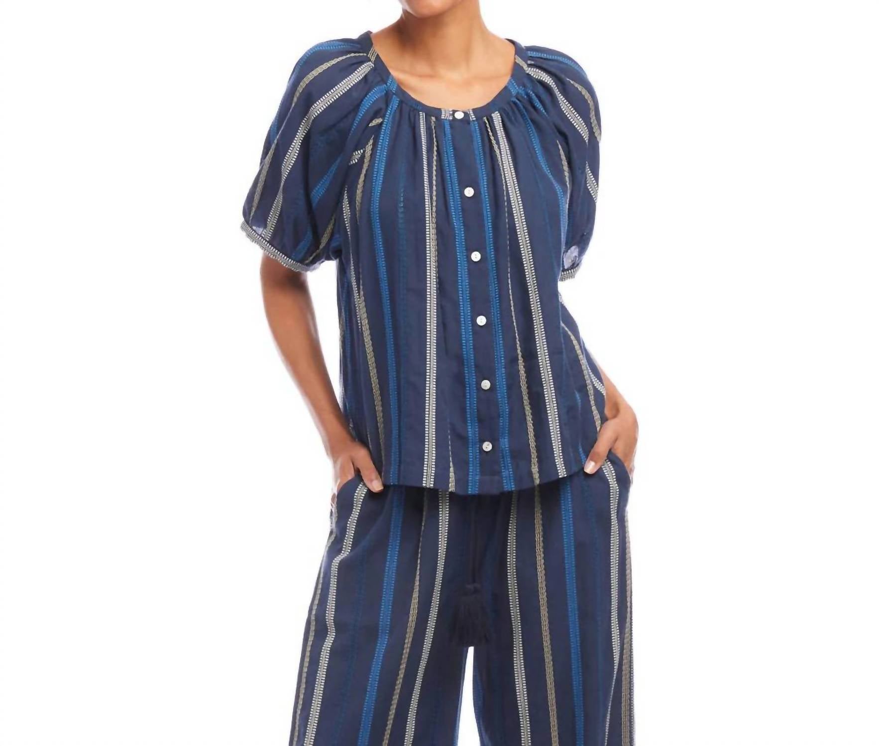 Karen Kane - Embroidered Short Sleeve Top