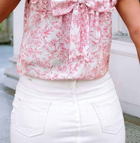 Little Daisy Closet - Blushing Garden Ruffle Sleeve Top