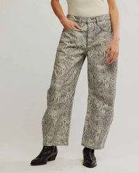 Free People - Good Luck Printed Barrel Jeans