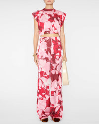 Misa Los Angeles High-rise Rita Pants in flora rosada satin - women's pants