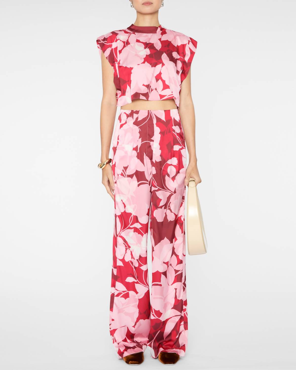 Misa Los Angeles High-rise Rita Pants in flora rosada satin - women's pants