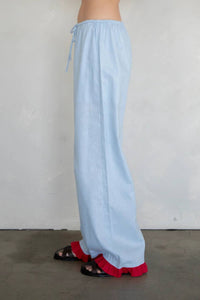 Things Between Isadora Linen Pants in light blue red - women's pants - alternate view