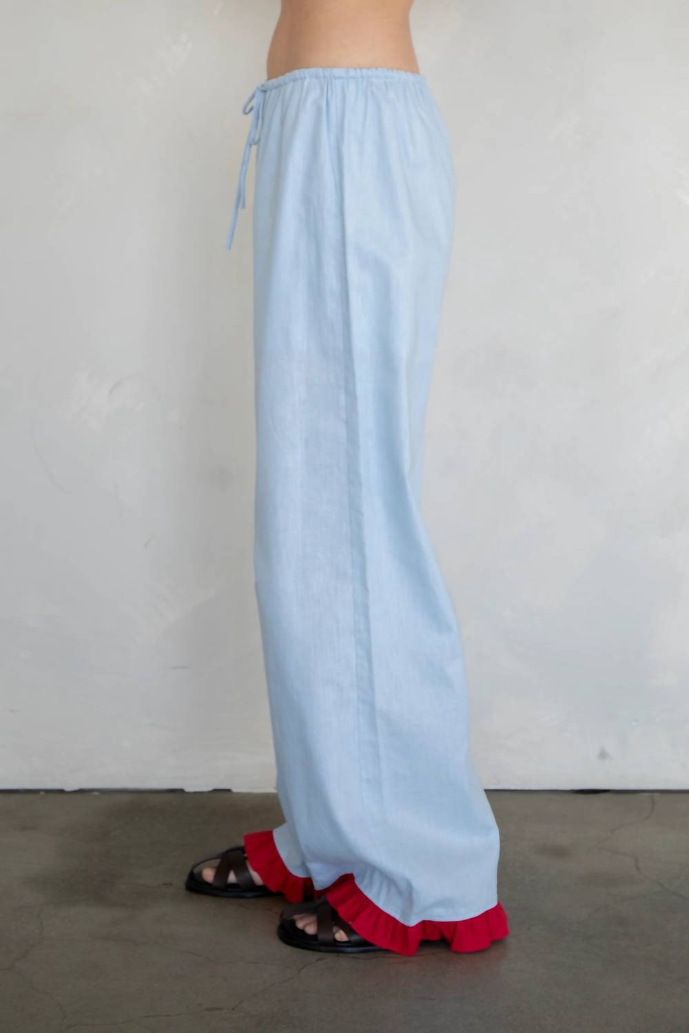 Things Between Isadora Linen Pants in light blue red - women's pants - alternate view